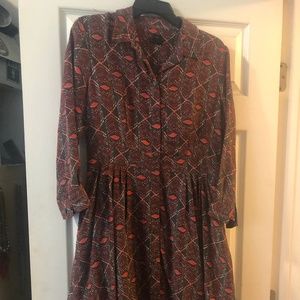 Printed Club Monaco Silk Shirt Dress